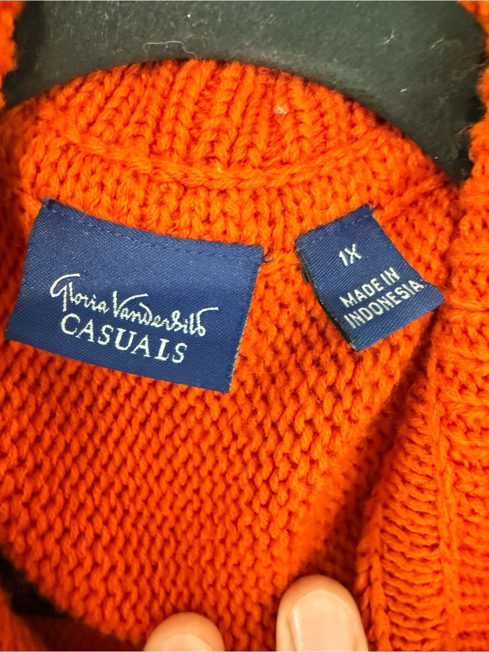 Gloria Vanderbilt 1X Orange Cable Knit Shawl Collar Button Cardigan Sweater - Picture 5 of 7